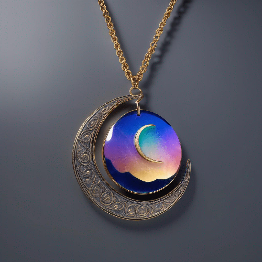 Rainbow Quartz Moon Necklace
