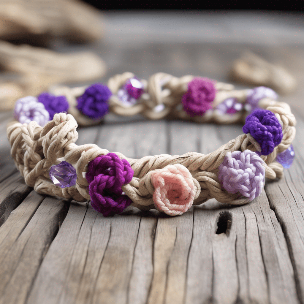 Macramé Quartz Bracelet – Rose, White & Purple Crystals